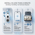 Maizic Smarthome Supercams 4+4 MP Dual Lens Smart Bulb CCTV Camera | Fixed Bullet + PTZ Dual Camera | Dual Live Monitoring | AI Human Detection | Color Night Vision | Two-Way Audio | Wireless WiFi Indoor Security Camera