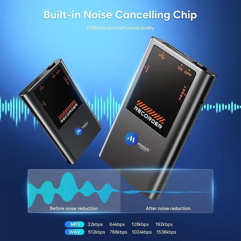 Maizic Smarthome VoiceNote 5 64GB Magnetic Digital Voice Recorder, Up to 3072Kbps HD Audio Recorder with AI Noise Reduction, Playback & Rechargeable Battery, Portable Dictaphone for Meetings, Lectures