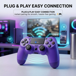 Maizic Smarthome Funetic Purple Wireless Bluetooth P4 Controller | Dual Vibration Gamepad with Turbo, Touchpad | Type-C Fast Charging, 10Hr Battery | Compatible With PC & Smartphones