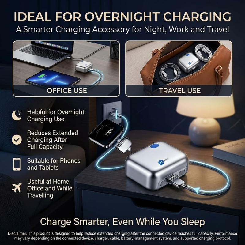 Maizic Smarthomes 140W USB-C Auto Stop Charging Protector | Automatic Power Cut-Off at Full Charge | Battery Protection Adapter for iPhone 15/16 Series, Android Phones, Tablets & USB-C Devices