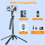 Maizic Smarthome CreatorPod 6 1.8M Extra-Long Selfie Stick Tripod with 360° Balance Handle, Detachable Bluetooth Remote, Aluminum Tripod Stand, 1/4-Inch Light Mount, Type-C Charging for Vlogging