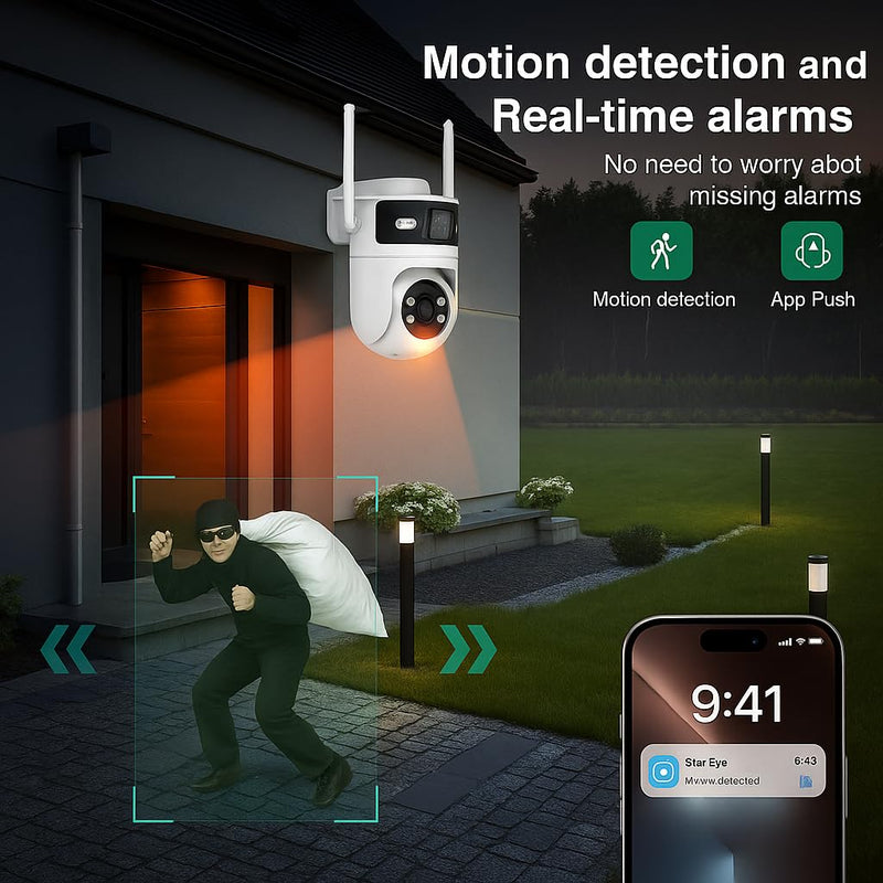 Maizic Smarthome Supercam Syno WiFi CCTV Camera 4 MP+ 4 MP Full HD Home Security Smart Camera, 360 Degree Coverage, Night Vision, Two-Way Audio, Mobile App, Cloud & SD Card Recording
