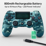 Maizic Smarthome Funetic “Blue Camo” Themed Bluetooth Wireless P4 Gaming Controller – Compatible with PS4/PS4 Pro/PS4 Slim/PC/Smartphone | Dual Vibration, Turbo, Touchpad, Type-C Charging, 10hr Battery | Works with PS5 | Includes Case