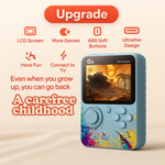 Maizic Smarthome G5 Blue Retro Handheld Game Console with 500 built-in games, 3-inch screen, TV connection, and rechargeable battery. Ideal gift for kids and classic game fans.