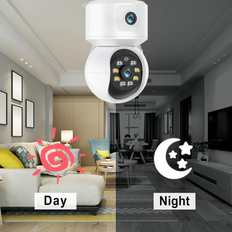 Maizic Smarthome 4G SIM Dual Lens Indoor CCTV Camera | Dual Screen View, Color Night Vision, 2-Way Talk, AI Motion Detection, 128GB SD Support