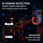 Maizic Smarthome TRIGENIE 5MP×3 Triple Lens WiFi Indoor CCTV Camera | Ultra HD 3-Screen View | Color Night Vision | AI Human Detection | 2-Way Audio | Multi-User Access | 128GB SD Card Support