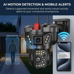 Maizic Smarthome Trion Triple Lens 5MP×3 WiFi Outdoor CCTV Camera | 3-Screen Live View | 360° Pan-Tilt | AI Motion Detection | Full-Color Night Vision | Two-Way Talk | Mobile App Control