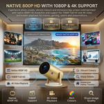 Maizic Smarthome Golden 2X Smart Projector | Android 13.0 OS | 950S High-Performance Chip | Native 800P HD | 1080P & 4K Supported | Auto Focus, 4D Keystone | Netflix, Prime Video, WiFi, Bluetooth & Screen Mirroring