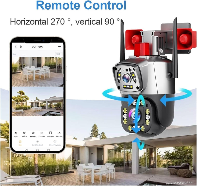 Supercam Siren Camera with 4K 2in1 5MP Dual Lens Wireless Wi-Fi Outdoor Camera