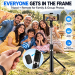 Maizic Smarthome Selfie Stick Tripod with Detachable Bluetooth Remote, 360° Rotating Phone Holder, Extendable Telescopic Mobile Stand with Built-in Tripod for Selfies, Vlogging, Reels & Group Photos