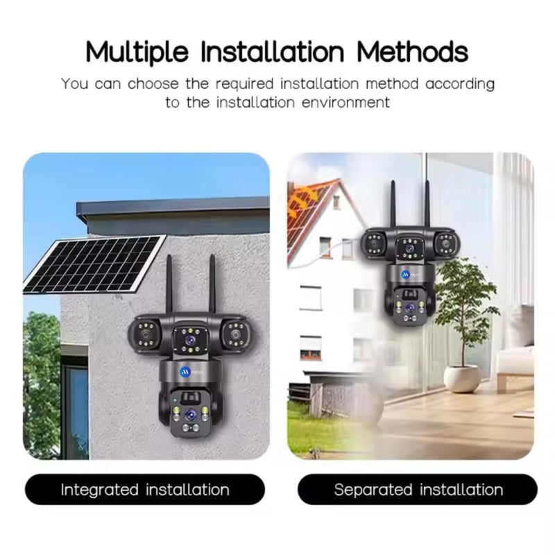 Renewed Maizic Smarthome Batman Solar 4G CCTV Camera (5MP + 5MP) | Dual Lens, Triple Screen FHD View | Outdoor SIM Camera with Color Night Vision, Two-Way Talk, AI Motion Detection & All SIM Support
