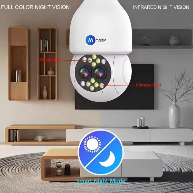 Ubercam 5X Optical Zoom 4 MP FHD WiFi Indoor Dual Lens Bulb Camera