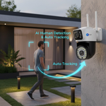 Maizic Smarthome Mini SuperCam 36IR Dual Lens 5MP+5MP WiFi Outdoor CCTV Camera | Dual Screen View | Color Night Vision | AI Human Detection | 2-Way Talk | ONVIF Support