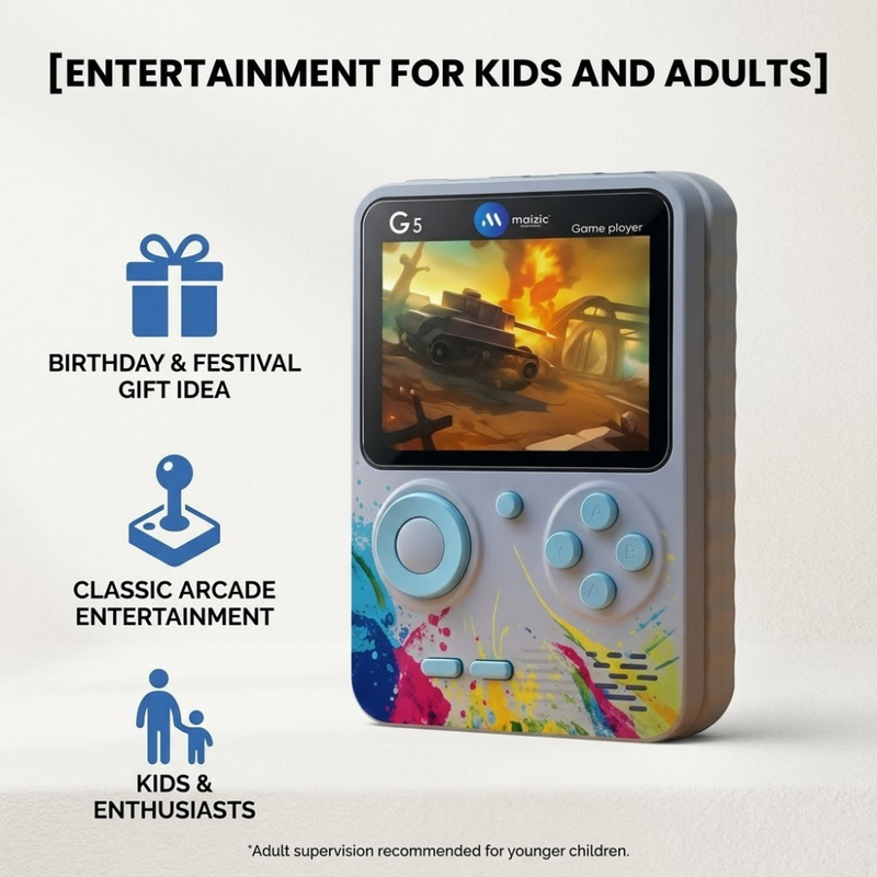 Maizic Smarthome G5 Retro Game Box 500-in-1 Handheld Console | 3-Inch Color Display | Rechargeable Retro Gaming Device | Portable Classic Game Player for Kids & Adults | Purple