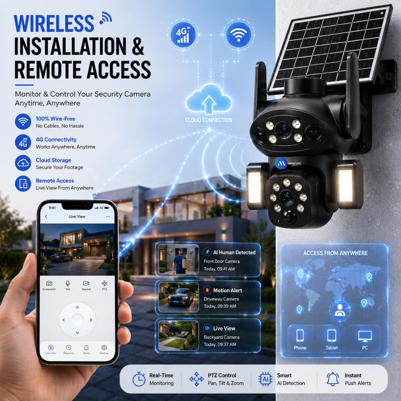 Maizic Smarthome Tricam Black Beauty 4G SIM Solar Security Camera