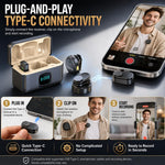 Maizic Smarthome Dual Wireless Lavalier Microphone with Charging Case for Type-C Devices, 2.4GHz Clip-On Lapel Mic, Intelligent Noise Cancellation, Plug & Play for YouTube, Vlogging & Interviews