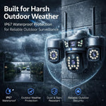 Maizic Smarthome Quadgenie 4G (6MPx4) Four Lens/Screens Outdoor CCTV Camera | Bullet + Triple PTZ | 10X Optical Zoom | Color Night Vision | AI Human Detection | Two-Way Talk | IP67 Waterproof