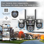 Maizic Smarthome Quadgenie 4G (6MPx4) Four Lens/Screens Outdoor CCTV Camera | Bullet + Triple PTZ | 10X Optical Zoom | Color Night Vision | AI Human Detection | Two-Way Talk | IP67 Waterproof