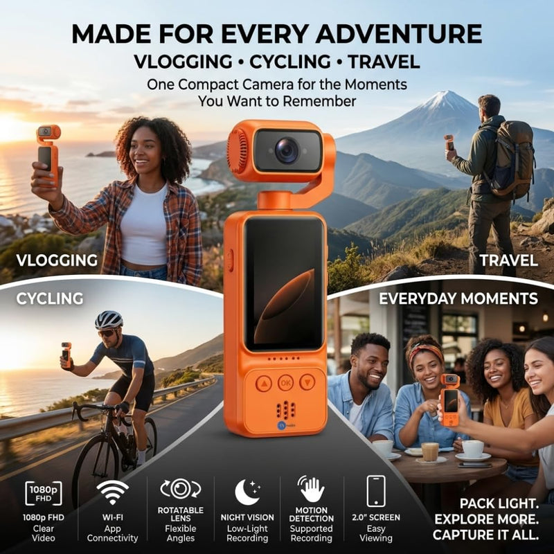 Maizic Smarthome Q6 1080P FHD WiFi Vlogging Camera | App Control, Rotatable Lens, Night Vision, Motion Detection, 2.0