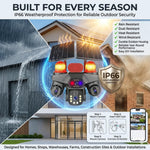 Maizic Smarthome TriSiren 5MP×3 4G Solar Camera | Triple PTZ/Lens with Triple Screen View | Dual Solar Panel | 10000mAh Inbuilt Battery | AI Human Detection | Color Night Vision | 2-Way Talk