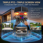 Maizic Smarthome TriSiren 5MP×3 4G Solar Camera | Triple PTZ/Lens with Triple Screen View | Dual Solar Panel | 10000mAh Inbuilt Battery | AI Human Detection | Color Night Vision | 2-Way Talk