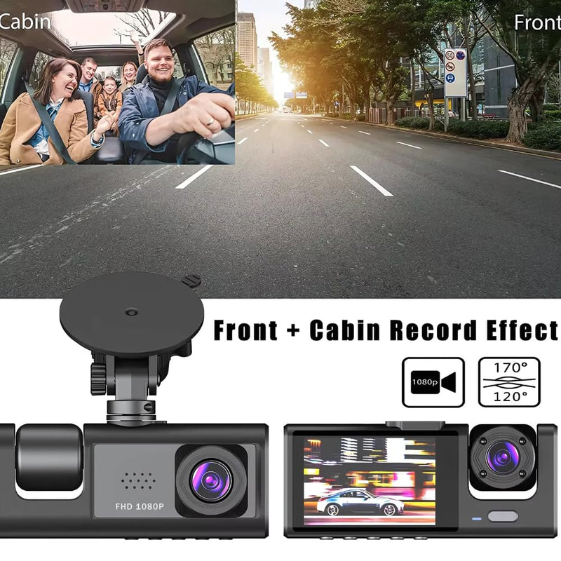 Maizic Navic X3 4K 3-Channel Dash Cam – Front, Rear & Inside, Wi-Fi, G-Sensor, IR Night Vision, 24H Parking Monitor