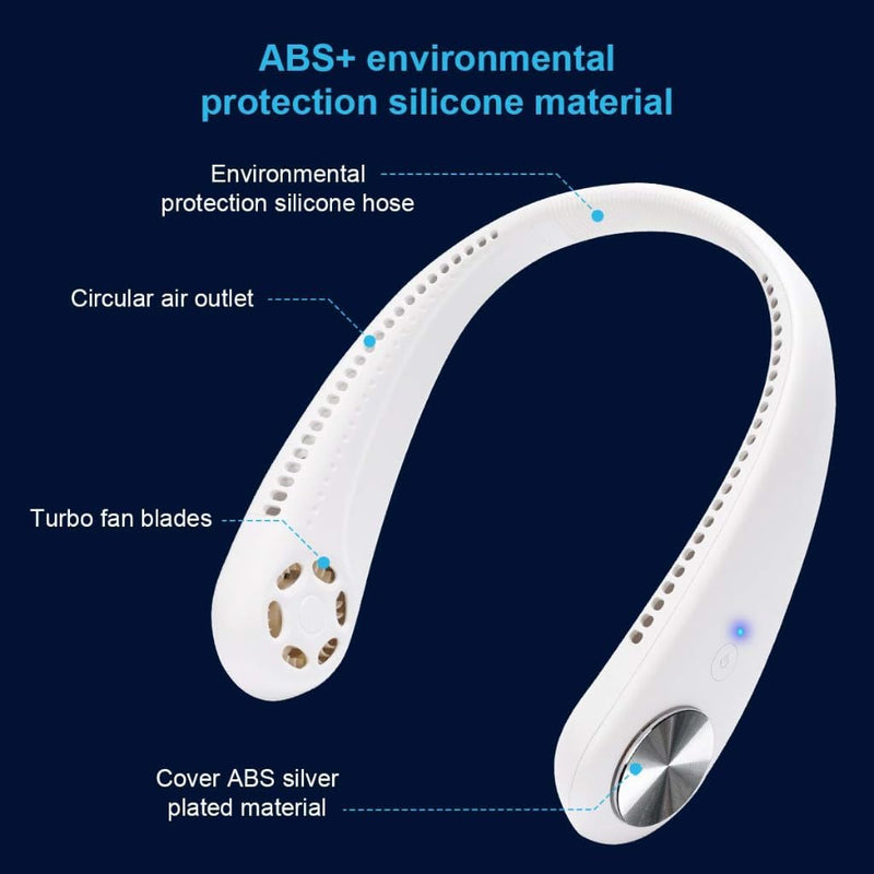 Maizic Smarthome Bladeless Neck Fan – USB Rechargeable, Hands-Free Portable Cooler with 3-Speed Airflow | Lightweight & Stylish (White)