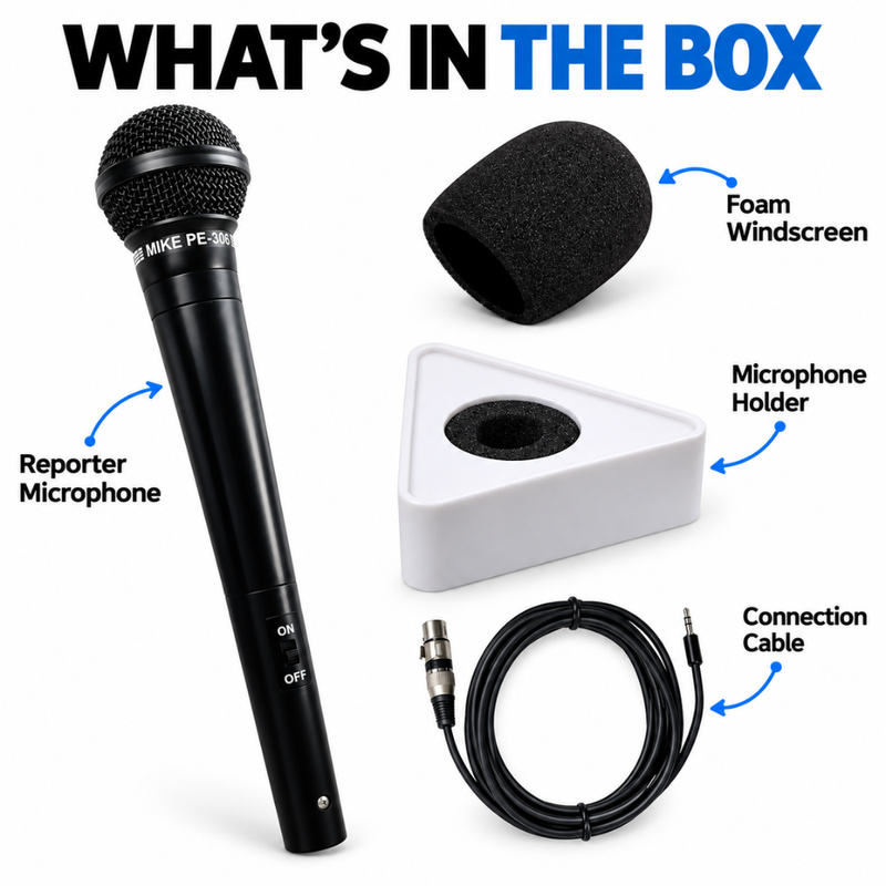 Maizic Smarthome Unidirectional Reporter Microphone with Noise Reduction, Wired Handheld Mic for Smartphone, Clear & Crisp Voice Recording for YouTube, Vlogging, Interviews, Podcasting & Blogging