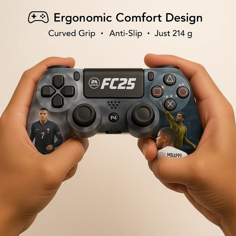 Maizic Smarthome Funetic FC 25 Themed Bluetooth Wireless P4 Gaming Controller For PS4/PS4 Pro/PS4 Slim/PC/Smartphone | Dual Vibration, Turbo, Touchpad, Type-C Fast Charging, 10hr Battery | Compatible with PS5- with case