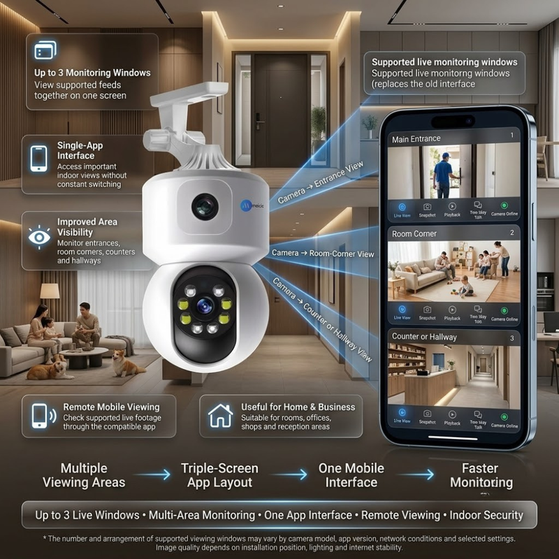 Maizic Smarthome Fox 5+5MP WiFi CCTV Camera for Home Security | Dual Lens Dual Screen Outdoor Camera | AI Motion Detection | Color Night Vision | Two-Way Audio | IP66 Weatherproof | Mobile App Remote View