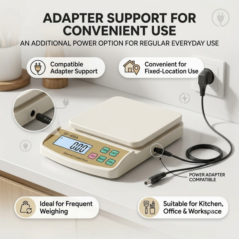 Maizic Smarthome SF-400A Digital Kitchen Weighing Scale 10kg x 1g | High-Precision Electronic Weight Machine with LCD Display, Tare & PCS Counting, Adapter Support | Ideal for Kitchen, Home, Office & Laboratory