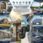 Maizic Smarthome TRIGENIE Siren Solar Wi-Fi Triple Lens 5MP×3 AI PTZ Security Camera | 360° Outdoor Surveillance | Triple Screen Monitoring | Color Night Vision | Human Detection | 2-Way Talk | IP66 Waterproof (Black)