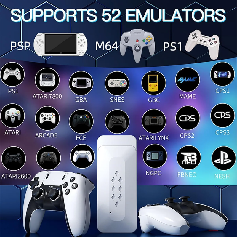 Maizic Smarthomes M22 Game Stick | 64GB Retro Gaming Console | 30,000+ Games | Built-in 52 Emulators | Wireless HD Controller | Classic Edition with Tekken, Mario, Road Fighter, GTA VCity, God of War