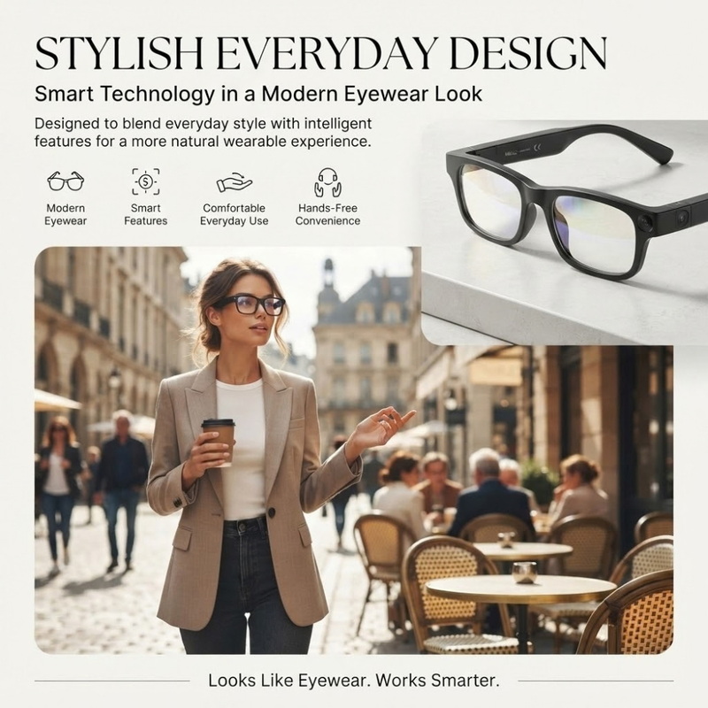 Maizic  Smarthome AI G1MAX Smart Glasses with 8MP Camera – AI Vision, Multilingual Translation, Wi-Fi, HD Video Recording, Built-in Mic & Photochromic Lenses