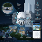 Maizic Smarthome Fox Outdoor WiFi Security Camera | 360° Pan Tilt Zoom | 50m Color Night Vision | AI Motion Alerts | Two-Way Audio Intercom | IP66 Weatherproof | SD Card Recording | Remote Live View (White)