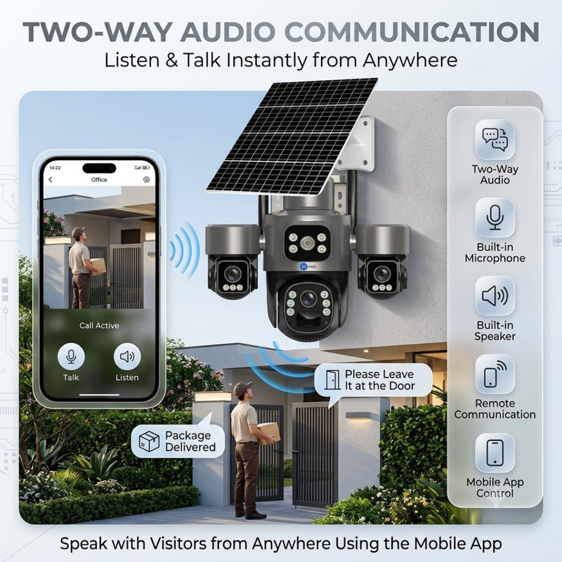 Maizic Smarthome Ultragenie 4G Solar Triple Lens CCTV Camera | 5MP×3 (15MP) AI Triple PTZ | Triple Screen View | 360° Outdoor Security Camera | Color Night Vision | Human Detection | 2-Way Audio | IP66 Waterproof
