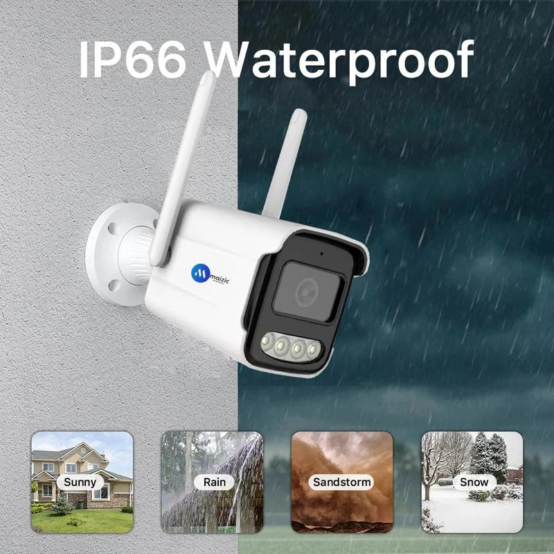 Maizic Smarthome BulletX 4MP WiFi Outdoor CCTV Camera | Full HD, 360° View, 10X Zoom, Color Night Vision, Motion Detection, 2-Way Audio, SD Card Support (Up to 128GB)