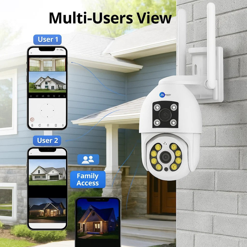 Maizic Smarthome SuperCam Dragonfly 5+5MP UHD Dual Lens/Screen WiFi Outdoor CCTV Camera for Home | Color Night Vision | Human Detection | Two-Way Audio | IP66 Waterproof Security Camera