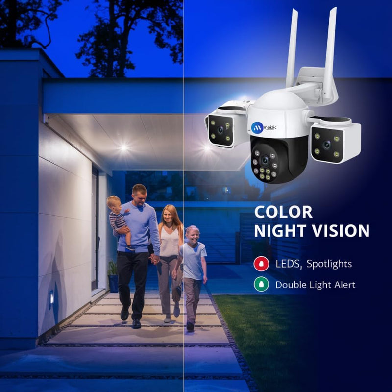 Maizic Smarthome Batman 5MP 4G SIM CCTV Camera | 3-in-1 Screen View, Dual Lens 180° Horizontal Rotation, Color Night Vision, Motion Detection, Two-Way Talk (Model BR-Batman-0601)