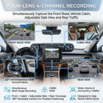 Maizic Smarthome DriveCam 4- Lens Dash Camera for Cars | Up to 1080P Full HD 4-Channel Recording | 180° Rotatable Camera | Front, Cabin & Rear Wide-Angle Coverage | G-Sensor | Smart Loop Recording | 2.0