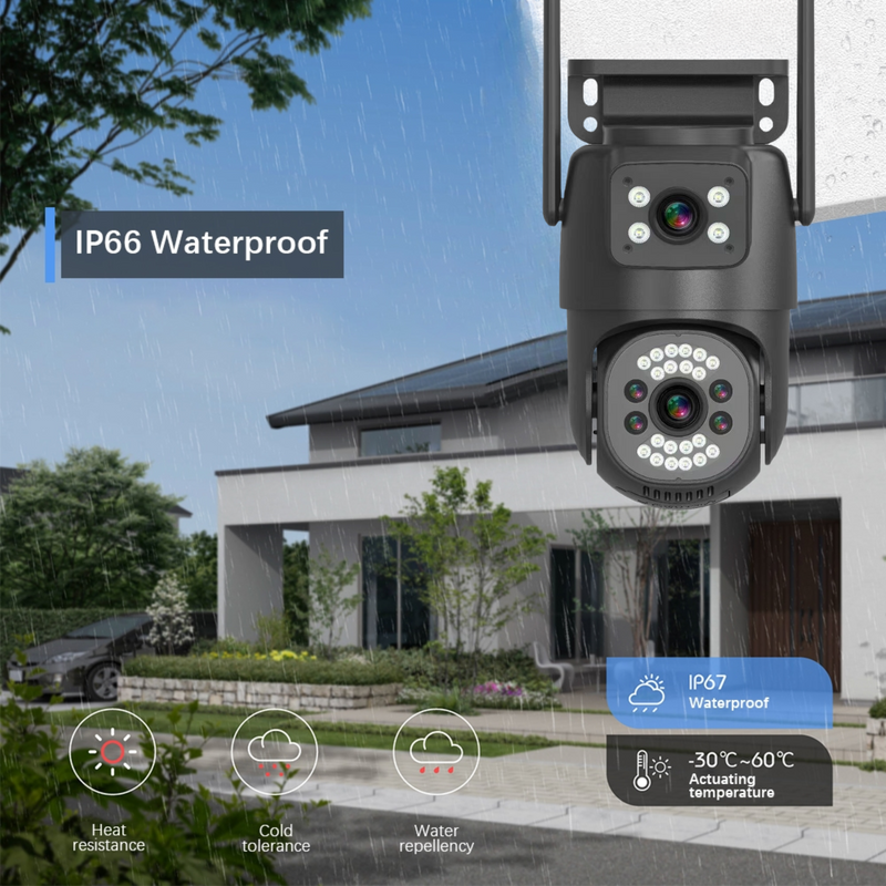 4G Sim 5+5 MP 1080P FHD 2in1 Dual Lens/Screen Wireless Bullet+PTZ Outdoor Camera