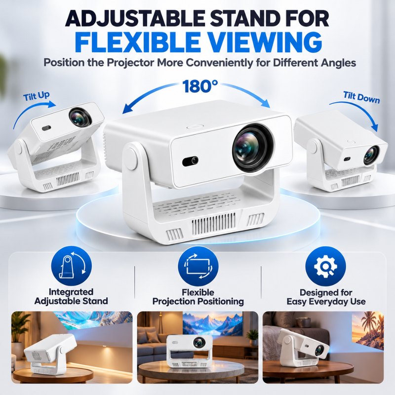 Maizic Smarthome Nano Lumora HD Smart LED Projector, Native 720P, 220 ANSI Lumens, 150 Inch Display, Dual Band WiFi, Bluetooth, Auto Keystone, Android & iOS Screen Mirroring, HDMI & USB