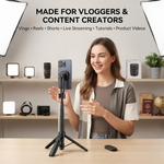 Maizic Smarthome CreatorPod 1 1.7M Magnetic Selfie Stick Tripod with Bluetooth Remote, Aluminum Alloy Extendable Phone Tripod Stand with Magnetic Ring for Vlogging, Selfies