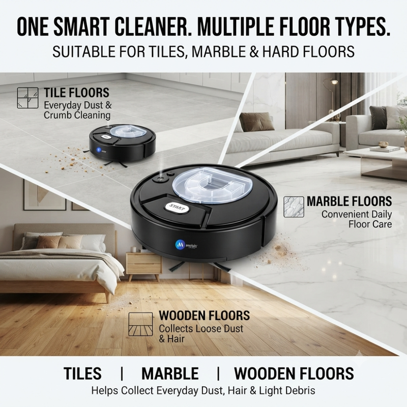 Maizic Smarthome SweepX 1 Robot Vacuum Cleaner for Home, 2-in-1 Automatic Sweeping, Vacuuming & Powerful Suction, Water Spray Function, Compact Floor Cleaning Robot for Tiles & Marble