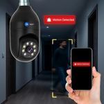 Maizic Smarthome Black Bulb Holder 3MP HD Wi-Fi CCTV Camera | Indoor Security PTZ with Color Night Vision, Two-Way Audio & Siren