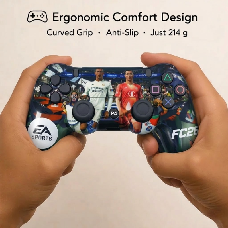 Maizic Smarthome Funetic Football Edition Wireless Bluetooth P4 Controller | Dual Vibration Gamepad with Turbo, Touchpad | Type-C Fast Charging, 10Hr Battery | Compatible With PC & Smartphones