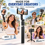 Maizic Smarthome R1SS-L Selfie Stick Tripod with Bluetooth Remote & Mini Fill Light, Extendable 69cm Phone Selfie Stick with Adjustable Holder, Wireless Shutter for Vlogging, Reels, Photos & Video