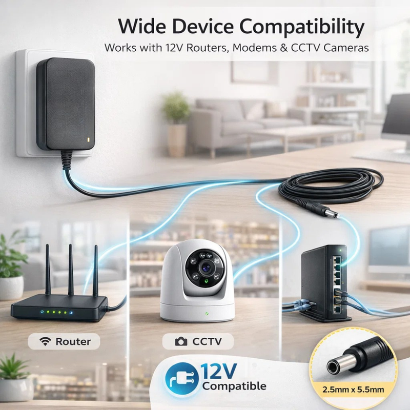 Maizic Smarthome Mini UPS Power Backup Adapter for WiFi Router, CCTV Camera & Modem | 12V 2A Output | Up to 6 Hours Backup During Power Cuts | Overcharge & Deep Discharge Protection