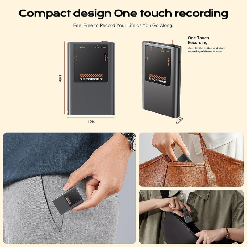 Maizic Smarthome VoiceNote 5 64GB Magnetic Digital Voice Recorder, Up to 3072Kbps HD Audio Recorder with AI Noise Reduction, Playback & Rechargeable Battery, Portable Dictaphone for Meetings, Lectures