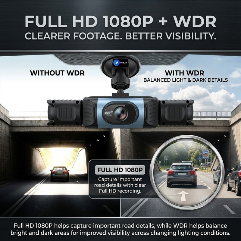 Maizic Smarthome Drive Cam Q1 4 Channel 1080P*4 Dash Camera for Car, Front Rear Left Right Recording, WiFi, WDR Night Vision, G-Sensor, Loop Recording, Parking Monitor, Wide Angle Car DVR